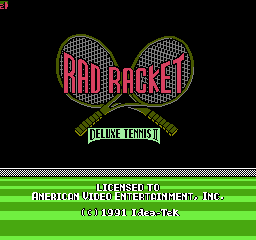 Rad Racket - Deluxe Tennis II (USA) (Unl) Title Screen